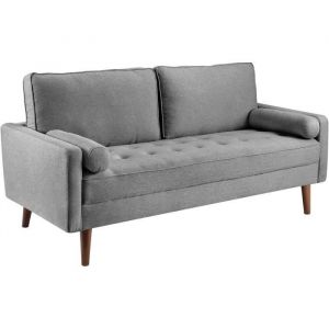 5 En 1 Canapé-Lit Convertible Tissu En Lin Gris,Dossier Réglable En 5 Positions,Canapé De Loisir Pour Maison,Bureau,Salon