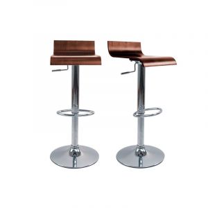 Miliboo Tabourets de bar bois fonc&eacute; noyer et acier chrom&eacute; (lot de 2) surf v2