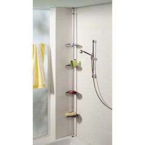 Etagère de coin de bain télescopique, 235 280 cm, inoxydable, argentée