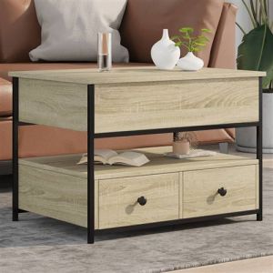 VidaXL Table basse chêne sonoma 70x50x50 cm bois d'ingénierie et métal