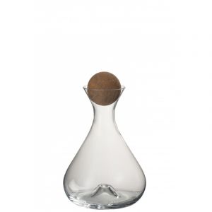 J-Line Carafe verre transparent et bouchon liège H27,5cm