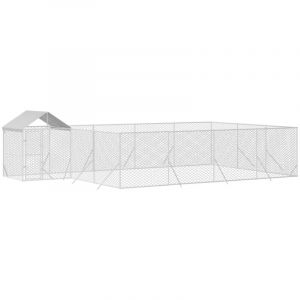 VidaXL Chenil d'extérieur pour chiens avec toit argenté 10x6x2,5 m