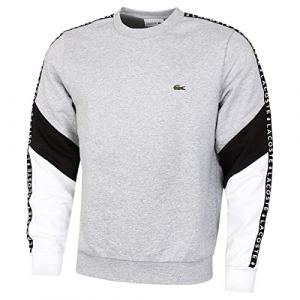 Image de Lacoste SH6889 Sweatshirt, Argent Chine/Noir-Blanc, XL Homme