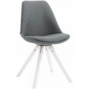 CLP Chaise Toulouse tissu piétement en forme carrée gris foncé Blanc