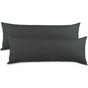 Aqua-textil Classic Line Housse de Coussin Lot de 2 Fermeture Éclair Coton 40 x 120 cm Anthracite