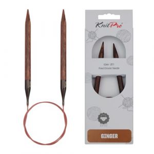 Knitpro 31096 Ginger Aiguilles &agrave; tricoter circulaires en bois naturel/marron 8 mm 80 cm
