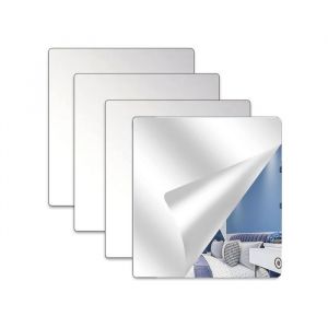 Autocollants Muraux Miroirs - 4 Pi&egrave;ces - Acrylique 20x20cm - Incassables - Effet Miroir