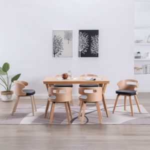 Image de VidaXL Chaises de Salle à Manger Bois Courbé et Similicuir Noir 6 pcs