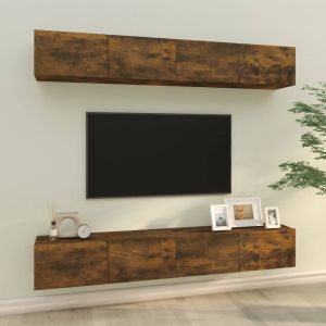 VidaXL Meubles TV muraux 4 pcs Chêne fumé 100x30x30 cm