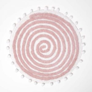 HOMESCAPES Tapis de Bain Rond Rose Spirale tuftée, Tapis de Salle de Bain Absorbant 60 cm