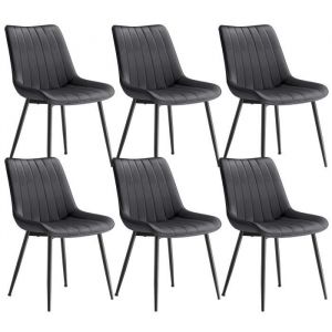 Songmics Lot de 6 chaises de salle à manger dossier ergonomique gris et noir