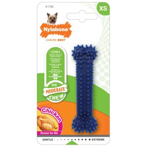 Image de Nylabone Jouet à mâcher pour chien Dental Chew Bleu Taille M 14,5 cm