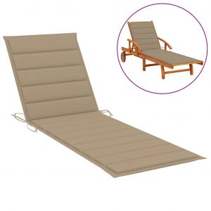 VidaXL Coussin de chaise longue Beige 200x50x4 cm Tissu