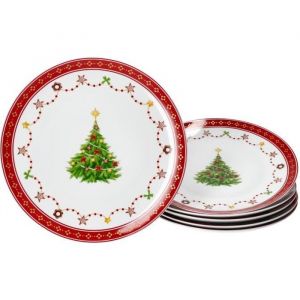 Lot de 6 assiettes à dessert RÊVE DE NOËL 20,3 cm Porcelaine