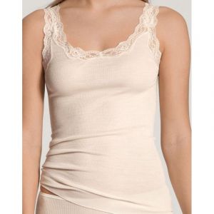 Calida Top sans manches en laine et soie Richesse Lace Ivoire - Taille 38/40