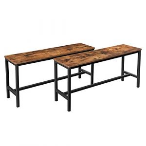 Songmics VASAGLE Bancs de Salle à Manger, Lot de 2, Siège pour Cuisine, Style Industriel, 108 x 32,5 x 50 cm, Cadre Métallique Durable, pour Cuisine, Salle à Manger, Salon, Marron Rustique KTB33X