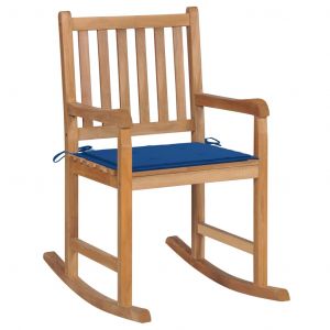 VidaXL Chaise à bascule avec coussin bleu royal Bois de teck solide