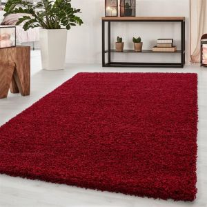 Life SHAGGY - Tapis Uni &agrave; poils longs - Rouge 100 x 200 cm