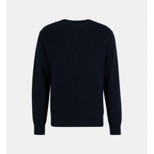 Galeries Lafayette Pull Brib droit maille côtelée coton Bleu