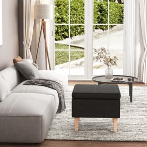 VidaXL Tabouret avec pieds en bois Noir Tissu
