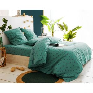 Image de Drap-housse MAX pois menthe en coton