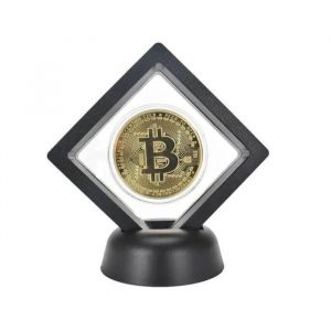 Pièce Bitcoin Cryptomonnaie Plaqué Or 24 Carats + Boîte De Luxe Noir Boîte Cadeau Avec Monnaie De Collection Art & Cadeau Anniversaire 2023