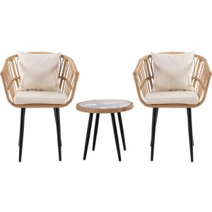 Salon de jardin en rotin "Vela" - 2 places - Marron