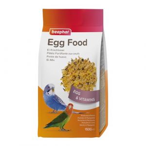 Beaphar Egg Food, Pâtée fortifiante aux œufs pour Perruche et Perroquet – Contient des vitamines, des minéraux et des Oligo-éléments – Idéal pour la Reproduction, la Croissance et la mue – 150g