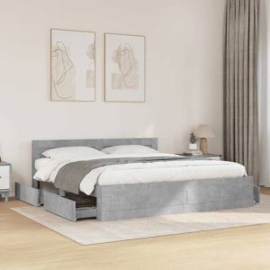 VidaXL Cadre de lit avec tête de lit gris béton 180x200 cm Gris
