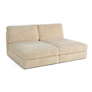 Canapé modulable 3 places en velours grosses côtes beige