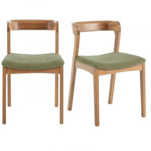 Tina-chaise en ch&ecirc;ne massif et tissu bliss sauge (x2)