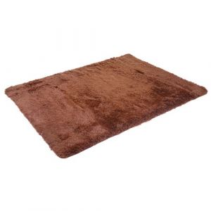Mendler Tapis HWC-F69, shaggy, &eacute;pais, poil long, tissu/textile, cotonneux, doux, 160x120cm ~ marron fonc&eacute;