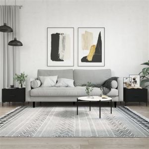 VidaXL Tables Basses 2 pcs, Tables d'Appoint avec Tiroir, Bouts de Canapé avec Pieds, Meubles de Rangement Salle de Séjour, Moderne, Noir Bois d'Ingénierie