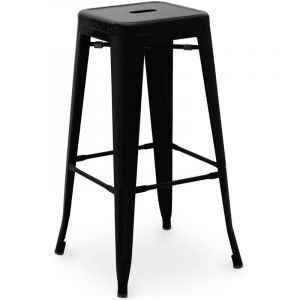 Tabouret de bar - Bistrot Metalix - 76 cm - Design industriel en métal - Nouvelle édition Noir
