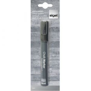 Sigel BA180 Marqueur à craie liquide 50, effaçable, pointe biseautée largeur 1-5 mm, noir