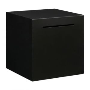 Relaxdays Tirelire, Acier Inoxydable, pour Billets et pièces, pour Adultes, H x L x P : 15 x 15 x 15 cm, Noire