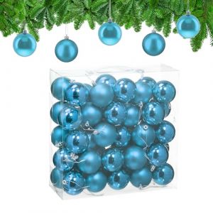 Relaxdays Boule de Noël, lot Pratique de 50, Plastique Robuste, pour décorer Le Sapin, diamètre : 6 cm, Bleu Cyan