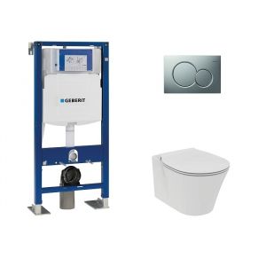 Image de Geberit Pack UP320 + Cuvette Aquablade CONNECT AIR + plaque Sigma Chromé Mat