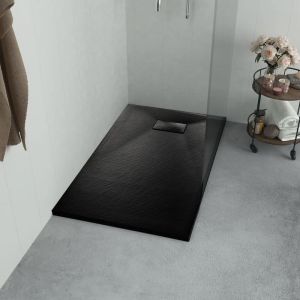 VidaXL Bac de douche SMC Noir 100 x 70 cm