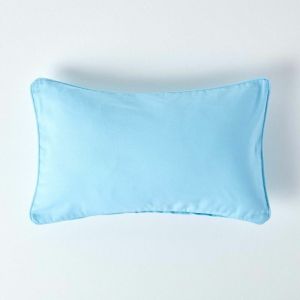 HOMESCAPES Housse de Coussin Uni Bleu Clair en 100% Coton, Housse de Coussin 30x50 cm
