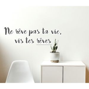 Plage Sticker décoratif, citation ne rêve pas ta vie vis tes rêves, 68 cm X 24 cm