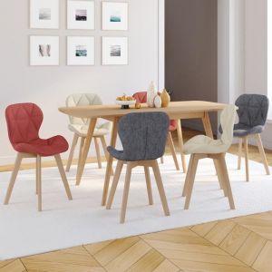 Idmarket Lot de 6 chaises robine en tissu mix color gris foncé x2, terracotta x2, beige x2