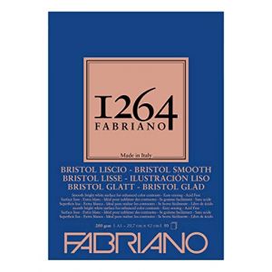 Image de Fabriano Papier 1264 Bristol, A3 - 29,7 x 42 cm - 200 g/m², Bloc de 50 feuilles, 200 g/m²