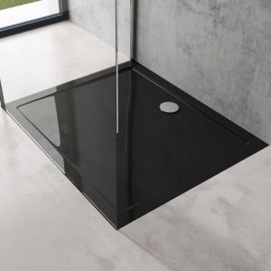 Bac &agrave; douche receveur de douche antiglisse rectangulaire acrylique noir Faro2 100x120x4cm + Bonde AL01 - Noir - Sogood