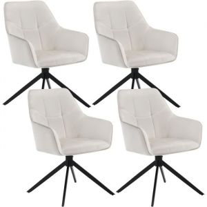 Chaises de Salle à Manger Pivotantes - WOLTU - Crème - Pieds en Métal - Lot de 4