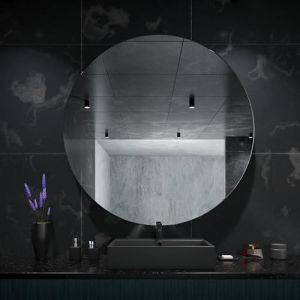 GOLD&CHROME UNIQUE DESIGN Miroir Mural en Cristal, Rond, sans Cadre, 60 cm x 60 cm x 1 cm, 3 kg, Bord en C Chanfreiné, Moderne, Minimaliste, Salle de Bain, ?Le Salon, Éléments de Montage Inclus