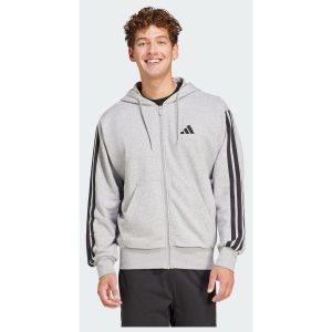 Adidas Veste &agrave; capuche enti&egrave;rement zipp&eacute;e french terry 3 bandes Essentials, pointure Small - Taille Small