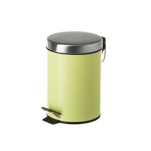 Wadiga Poubelle Ronde &agrave; P&eacute;dale en M&eacute;tal Vert - 3L