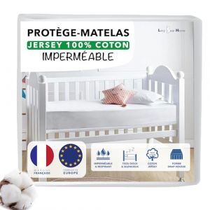 Lazy Bear Home | Alèse 60x120 cm lit Bébé, Protège Matelas Bébé Imperméable Jersey 100% Coton, Forme Drap Housse | Marque Française, Fabriqué UE