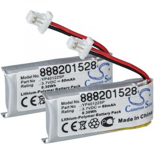 Vhbw 2x Batterie Compatible Avec Sena 10u-Ar-01, Sc-Hr01, 10u-Hr-01 Casque Audio, Écouteurs Sans Fil (80mah, 3,7v, Li-Polymère)